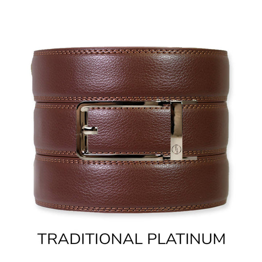 Chestnut Leather Ratchet Belt &amp; Buckle Set