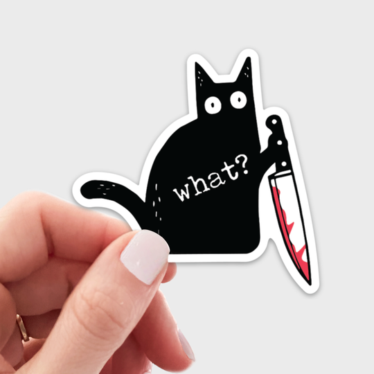 Murder Cat Sticker - what? kitten, kitty, animal, adopt