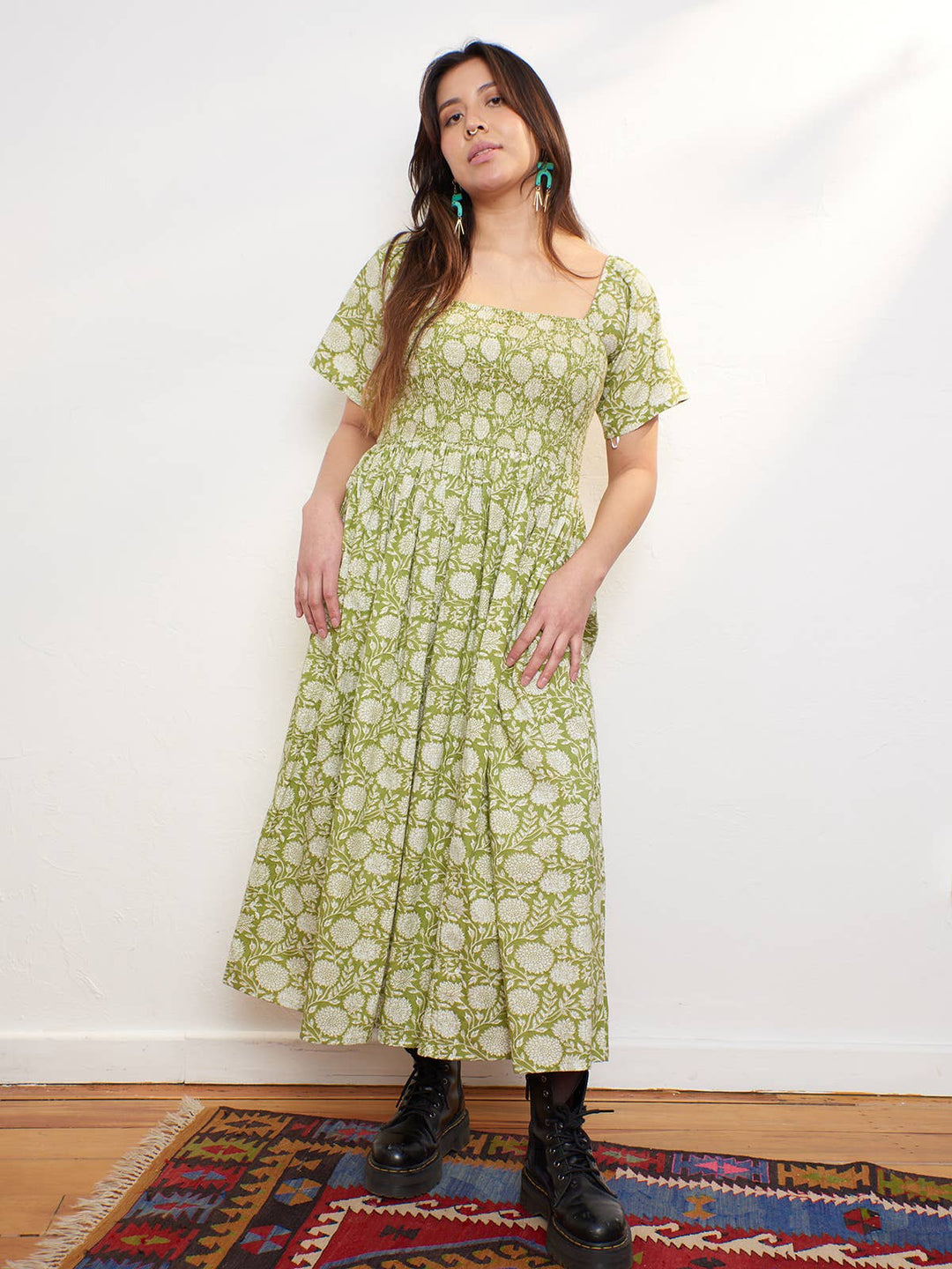 Teddy Midi Dress Pear Floral