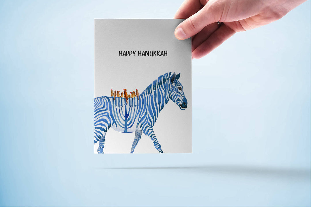 Zebra Menorah - Funny Hanukkah Card