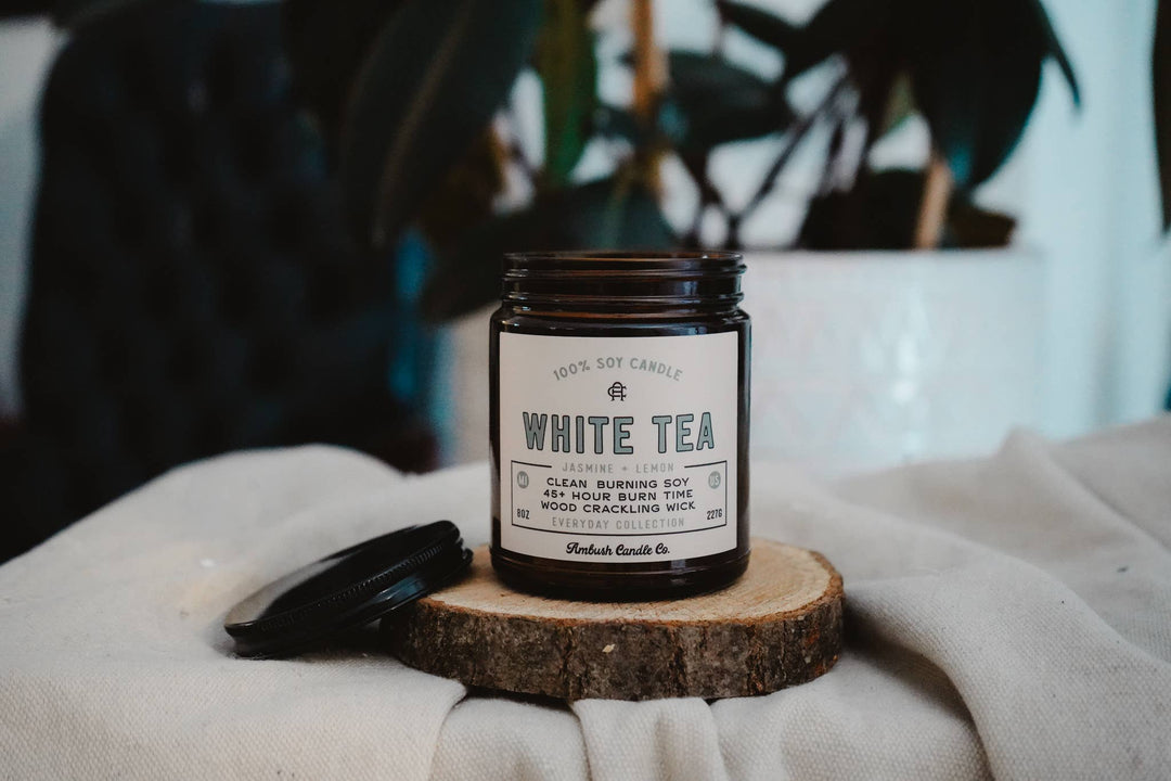 White Tea | Jasmine + Lemon 8oz Soy Candle