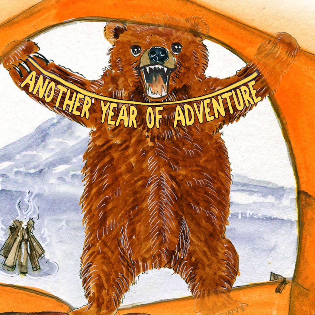 Camping Tent Bear - Funny Birthday Card