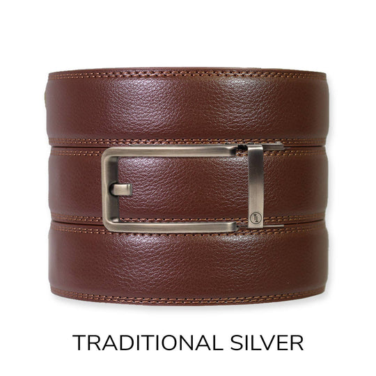 Chestnut Leather Ratchet Belt &amp; Buckle Set