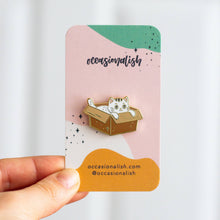 Load image into Gallery viewer, Box Cat Enamel Pin
