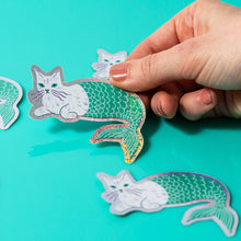 Load image into Gallery viewer, Purrmaid Mermaid Cat Sparkle Sticker
