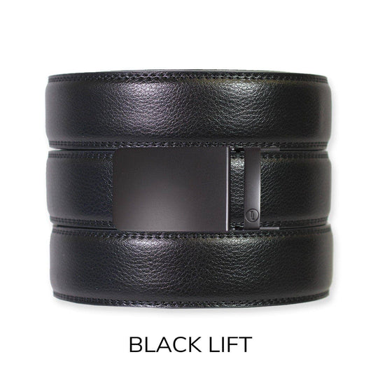 Black Leather Ratchet Belt &amp; Buckle Set