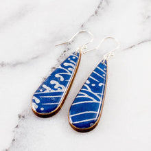 Load image into Gallery viewer, Blue + Silver Wave Teardrop Earrings
