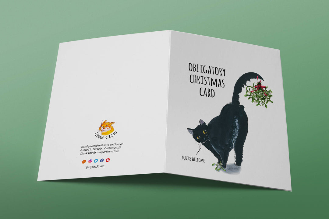 6-pack Black Cat Obligatory Christmas Card Set - Box Set