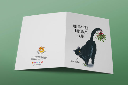 6-pack Black Cat Obligatory Christmas Card Set - Box Set