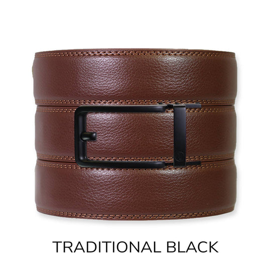 Chestnut Leather Ratchet Belt &amp; Buckle Set