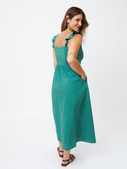 Ruffle Strap Dress Everglade