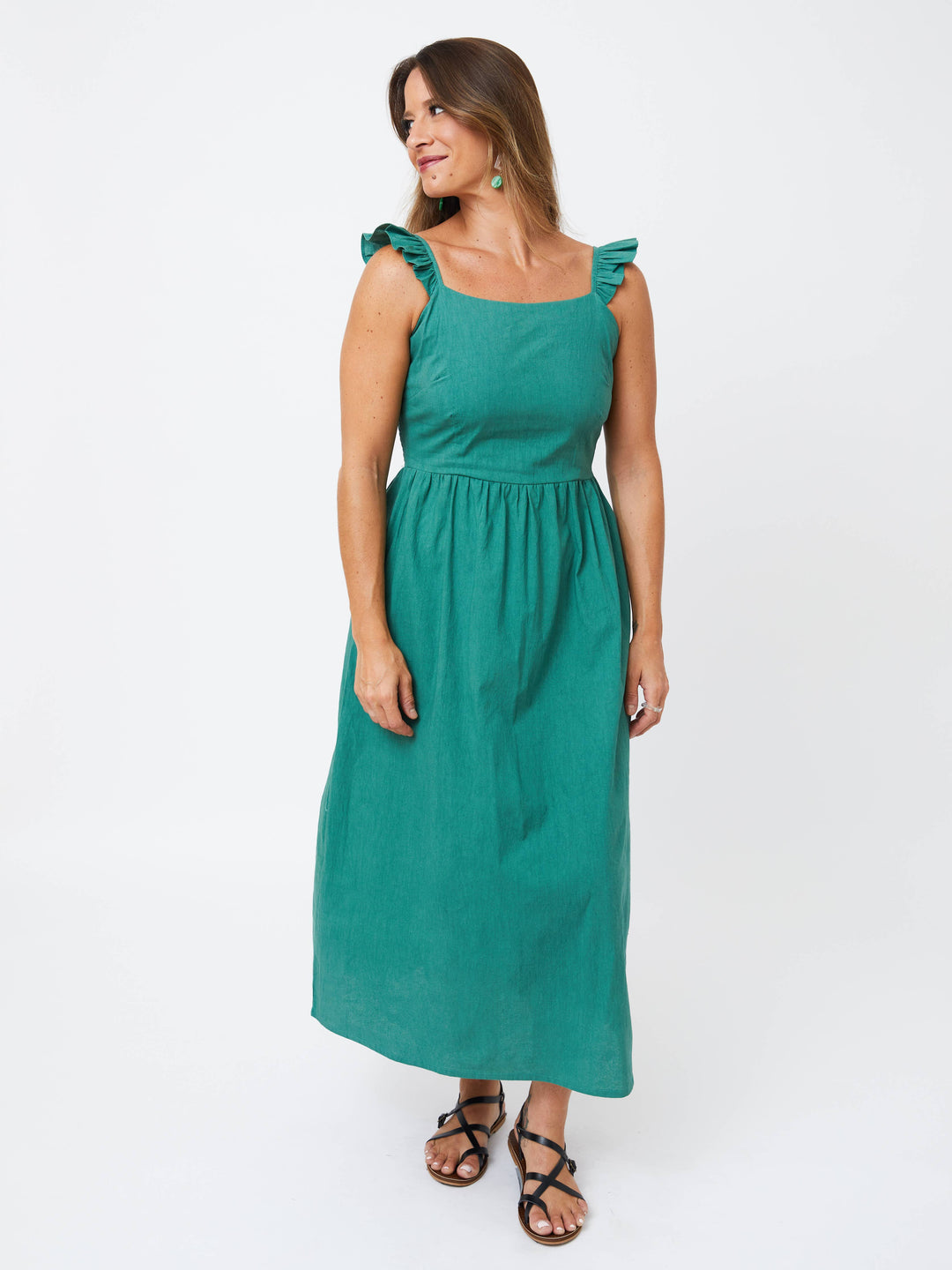 Ruffle Strap Dress Everglade