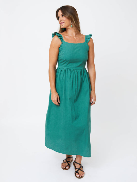 Ruffle Strap Dress Everglade
