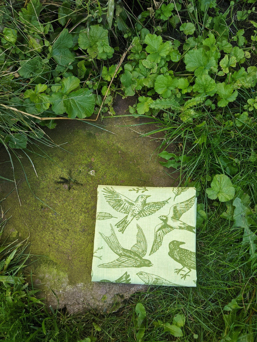 Bandana | birds - green screenprinted birder scarf neckerchief