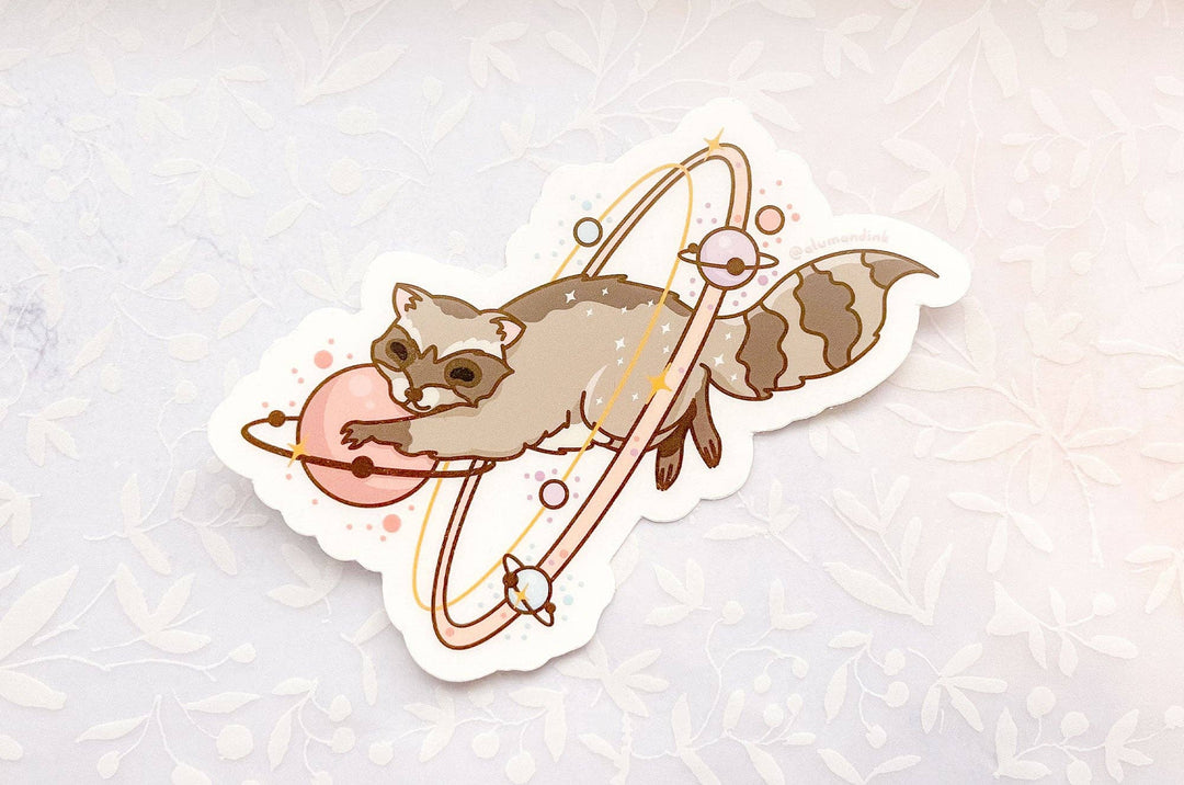 Cosmic Raccoon Clear Vinyl Sticker