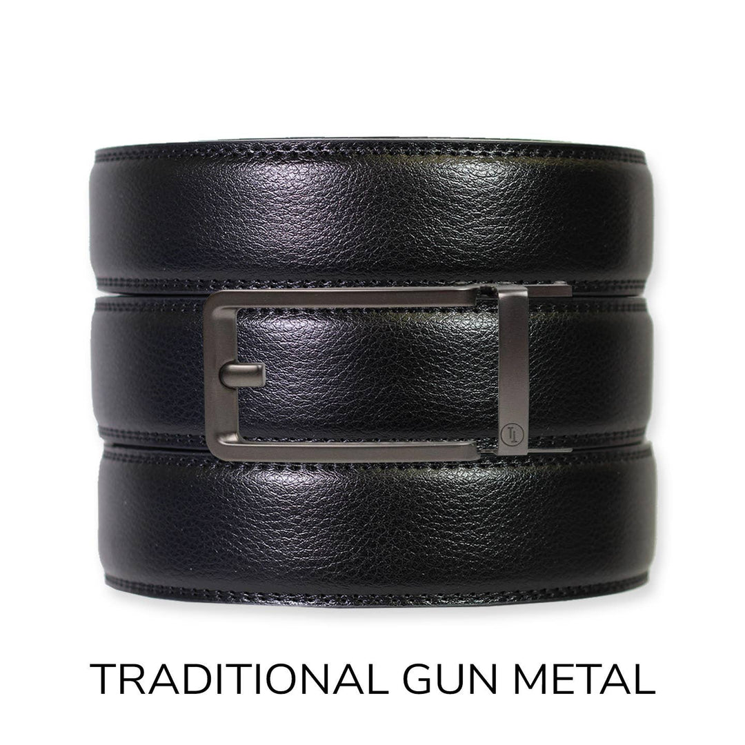 Black Leather Ratchet Belt &amp; Buckle Set