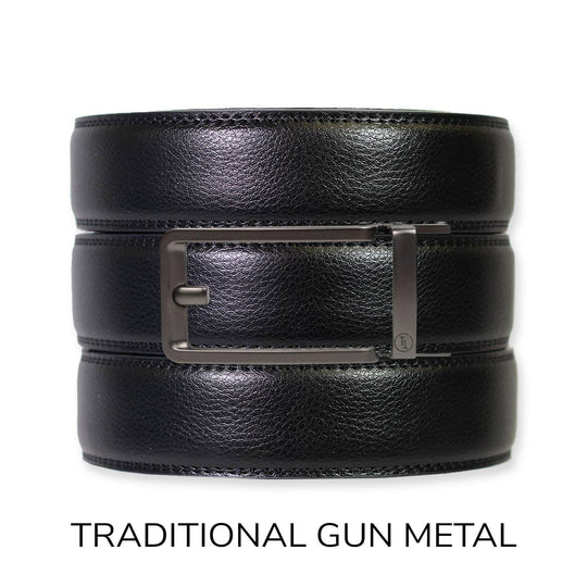 Black Leather Ratchet Belt &amp; Buckle Set