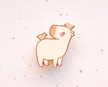 Load image into Gallery viewer, Curly the Capybara and Bird Friends Enamel Pin
