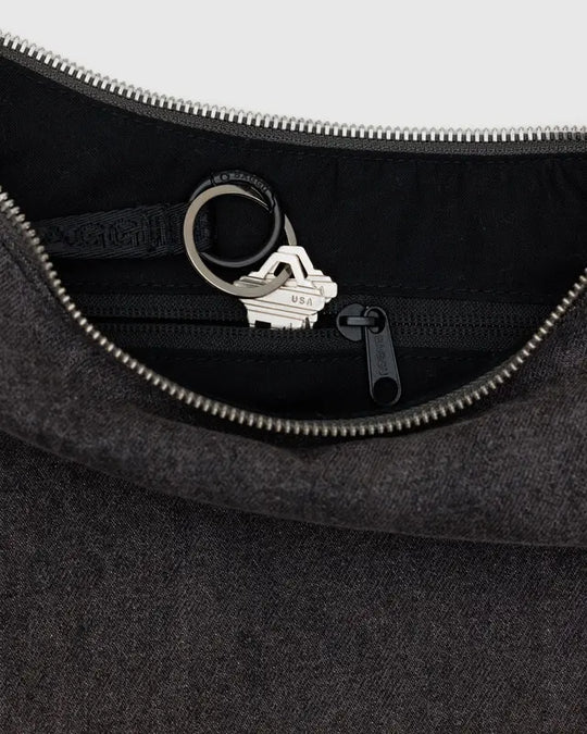 Medium Denim Crescent Bag