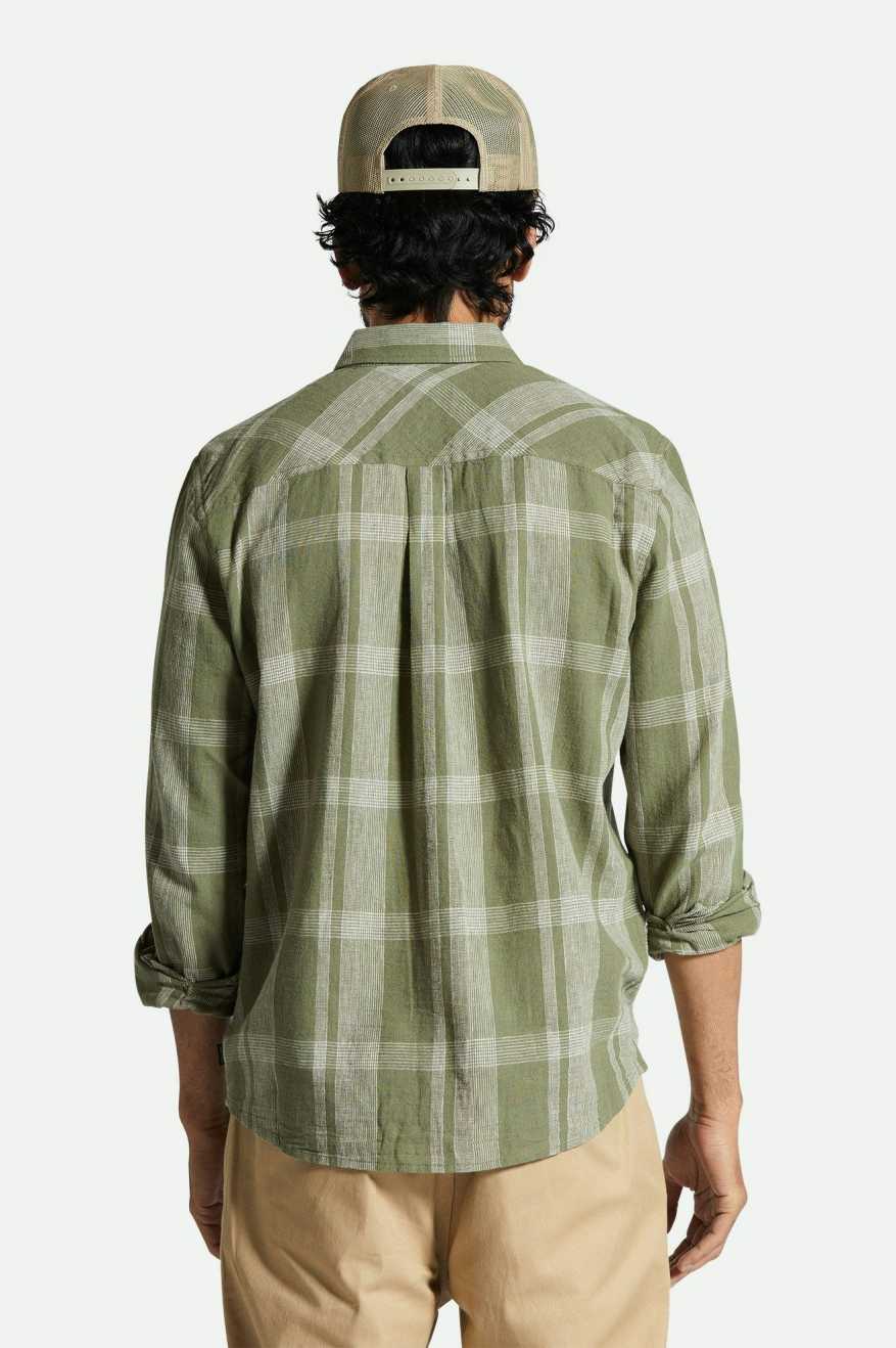 Memphis Lenen Blend L/S - Olive Surplus/Whitecap
