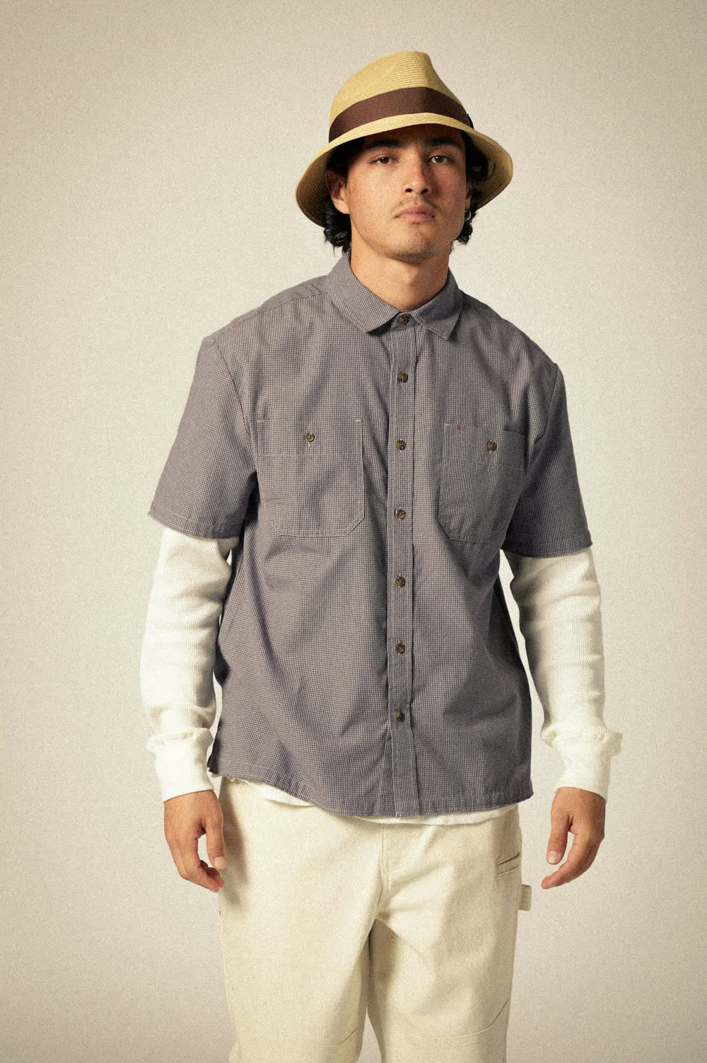 Cru Micro Plaid Relaxed Shirt