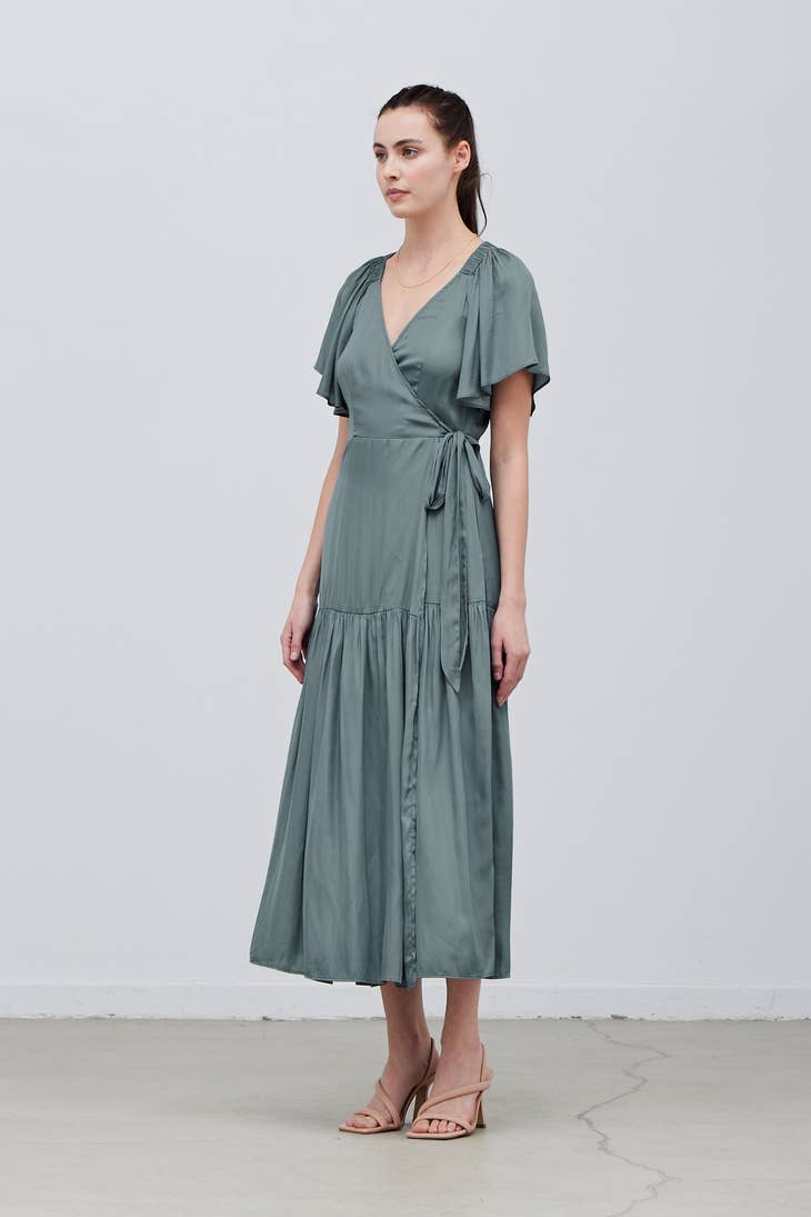 Satin Wrap Maxi Dress