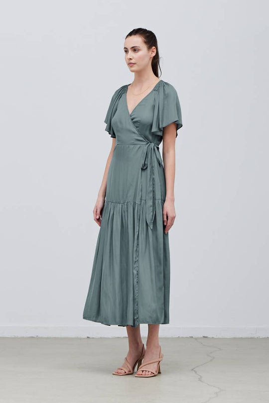 Satin Wrap Maxi Dress