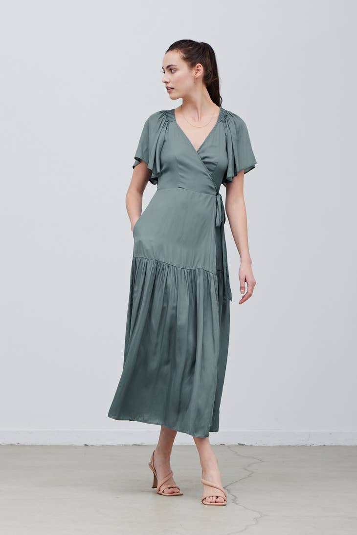 Satin Wrap Maxi Dress