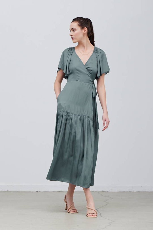 Satin Wrap Maxi Dress