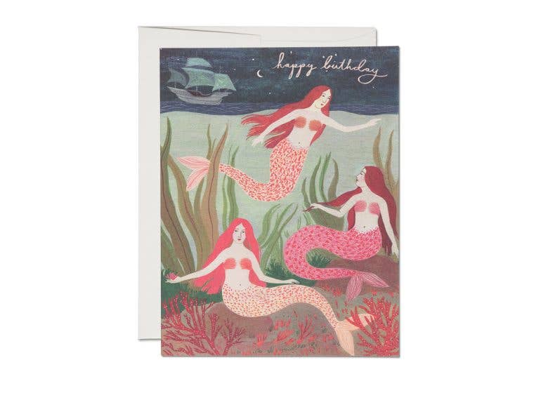 Mermaids birthday greeting card