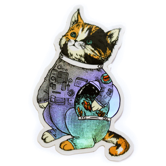 Space Cat Holographic Sticker