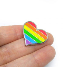 Load image into Gallery viewer, Gay Flag Heart Enamel Pin
