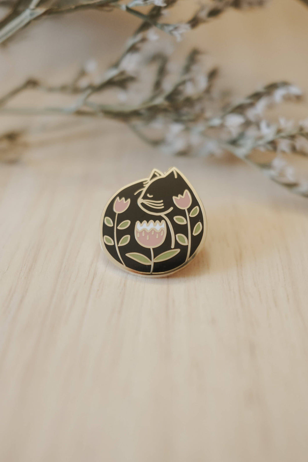 Cat Nap (Black) Enamel Pin (With Locking Clasp)