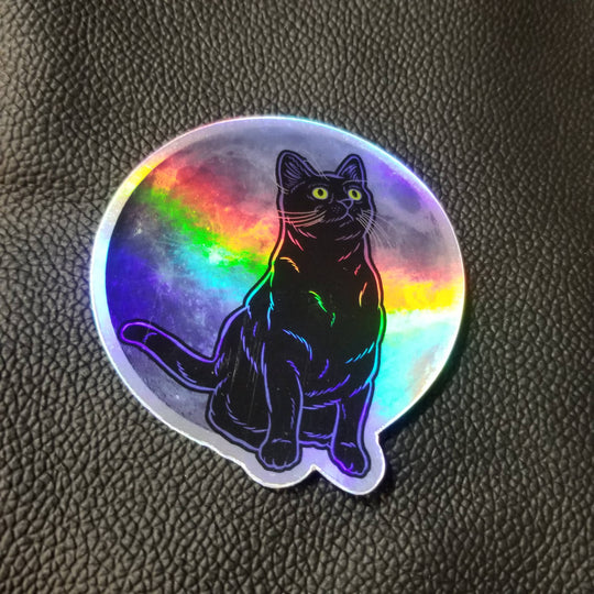 Sticker: Cat Moon Night, 3"  Holographic Vinyl