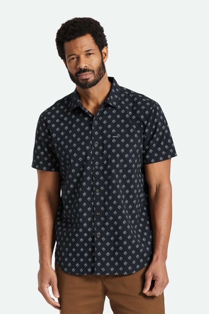 Charter Print Stretch - Black/Off White Geo