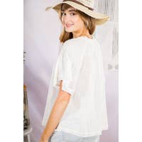 Plus Gauzy Cotton Peasant Blouse