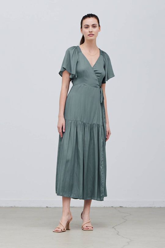 Satin Wrap Maxi Dress