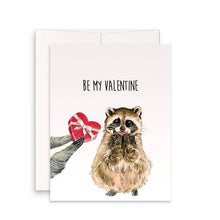 Load image into Gallery viewer, Be My Valentine Raccoon Love - Funny Valentines Day Card
