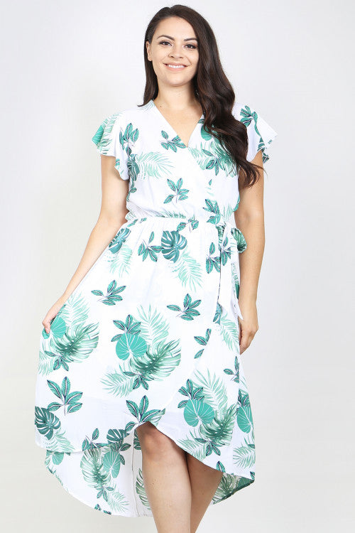 Tropical Leaf Dress (Plus Size)