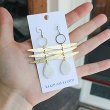 Load image into Gallery viewer, Brass Earrings with Pearly Acrylic Dangle
