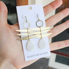 Load image into Gallery viewer, Brass Earrings with Pearly Acrylic Dangle

