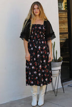 Load image into Gallery viewer, Floral and Polka dot Midi Dress
