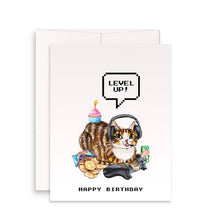 Load image into Gallery viewer, Video Gamer Cat - Funny Birthday Card
