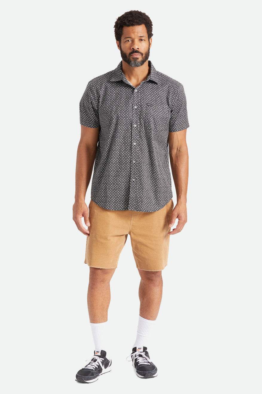 Charter Print Button Up -  Black