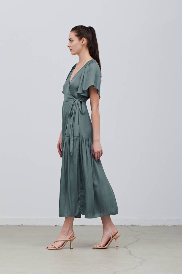 Satin Wrap Maxi Dress
