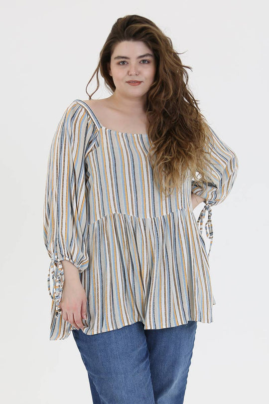Plus Striped Blouse