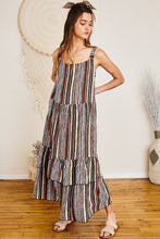 Load image into Gallery viewer, Multi Color Striped Tiered Dress
