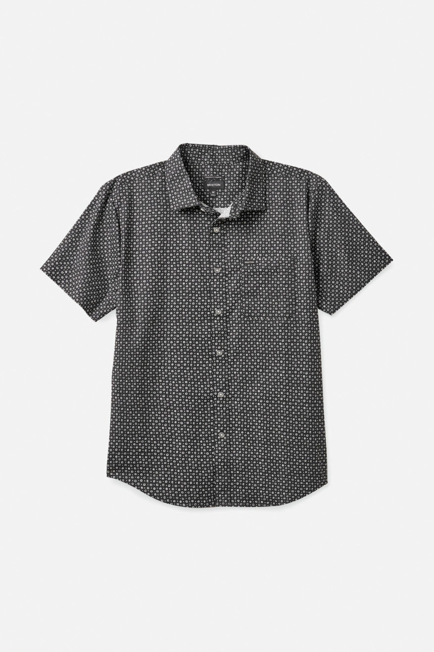 Charter Print Button Up -  Black