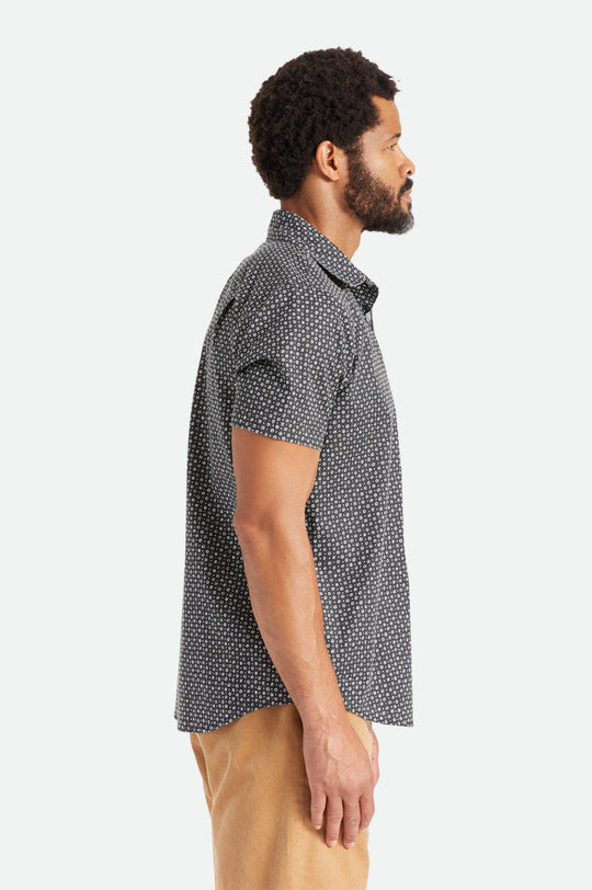 Charter Print Button Up -  Black