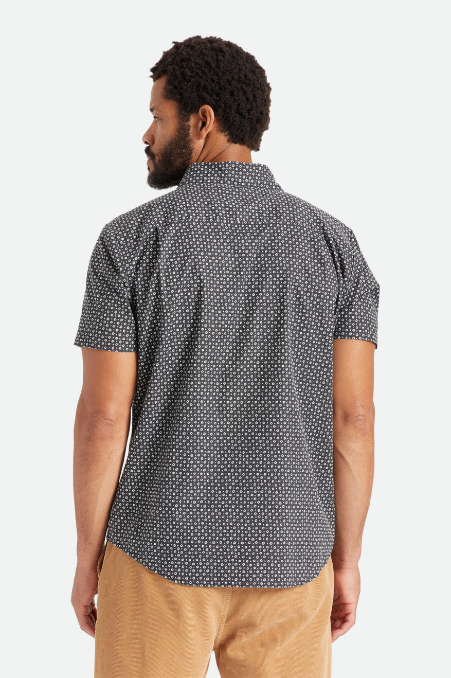 Charter Print Button Up -  Black
